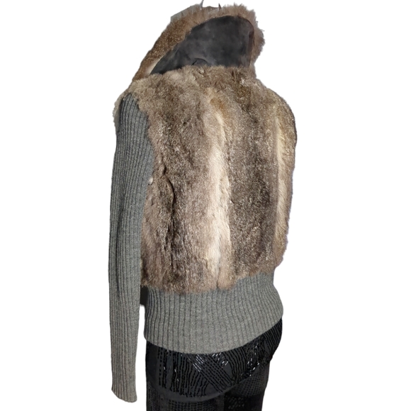 VINTAGE Luxury Real Faux Fur & Knit Jacket Size M. - Picture 3 of 16